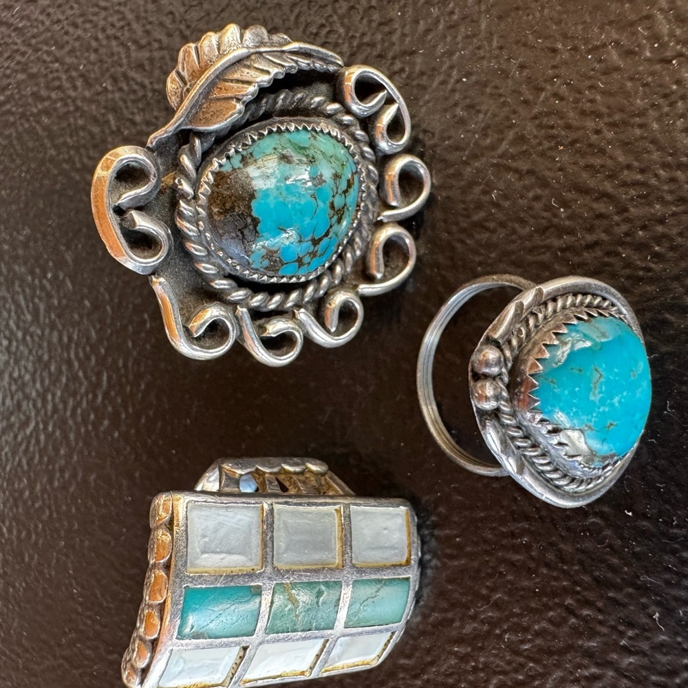 Turquoise Sterling Rings Set- Navajo